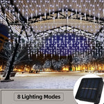 guirlande led gouttelettes translucides blanc chaud multicolore extérieur panneau solaire noel festive 162led 9m