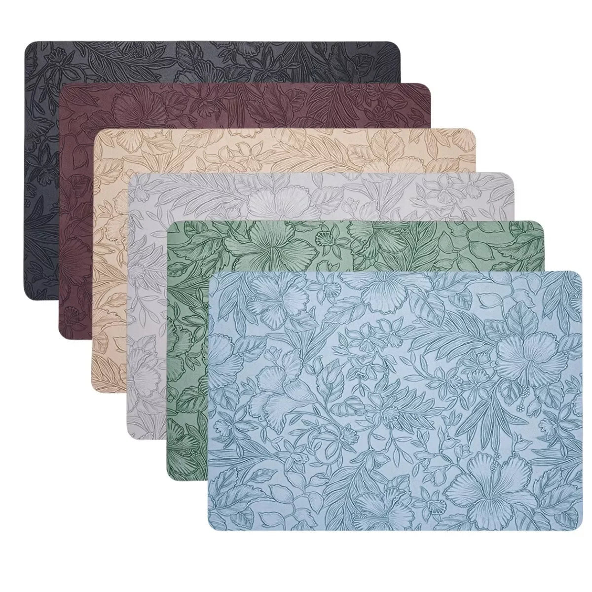 tapis table moderne fleurs feuilles noir marron beige gris vert bleu respectueux environnement 43x30cm