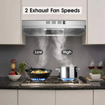 hotte cuisine acier inoxydable 280 cfm vitesses led argentée moderne easy clean