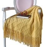 plaid motif losange franges couleurs rose beige vert gris chambre décoration hiver cozy champêtre