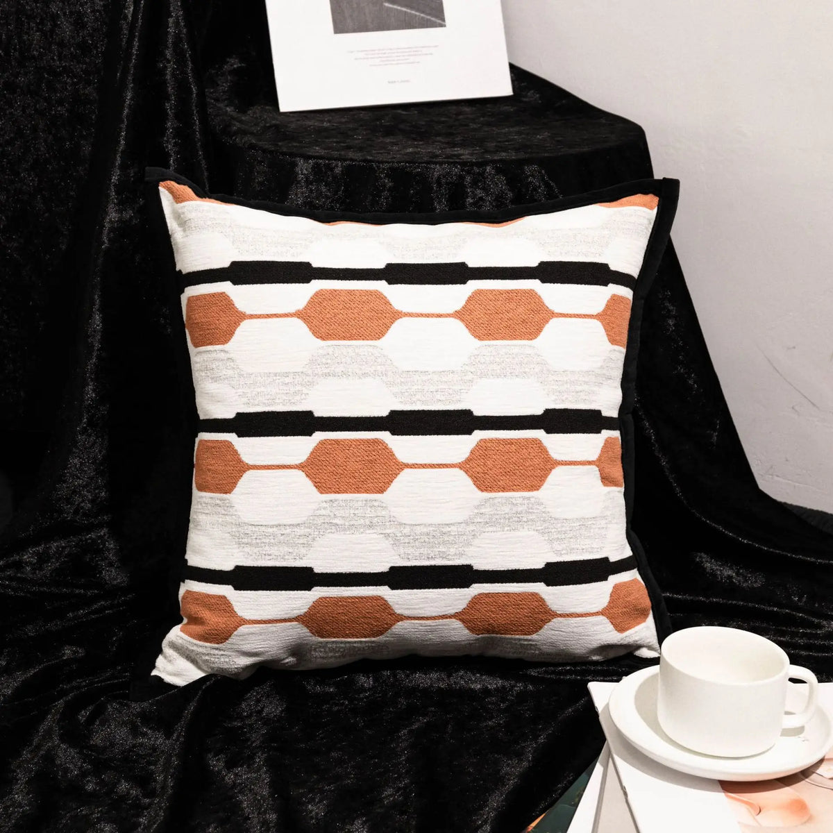 housse coussin moderne nordique motif papillons blanc noir polyester 45x45cm decoration salon