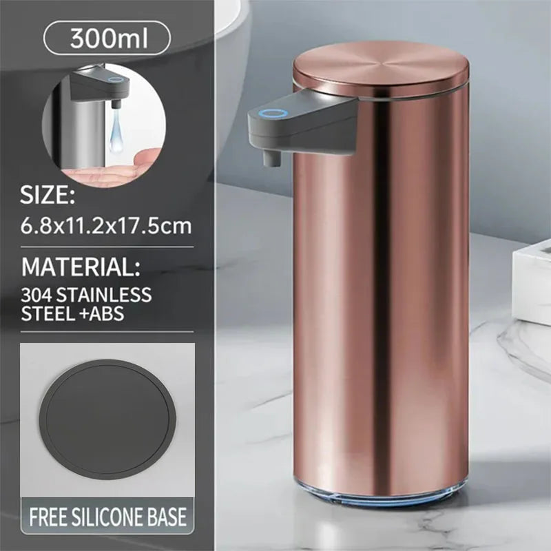 distributeur savon automatique gris métallisé lisse moderne minimaliste mousse liquide