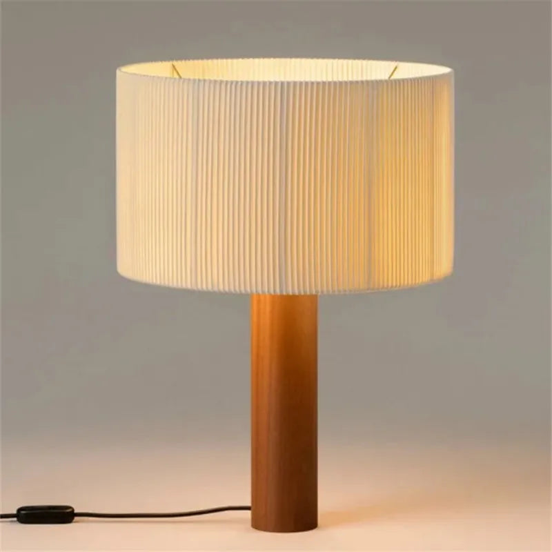 lampe table bois moderne blanc rayures finies éclairage salon chambre led interrupteur bouton