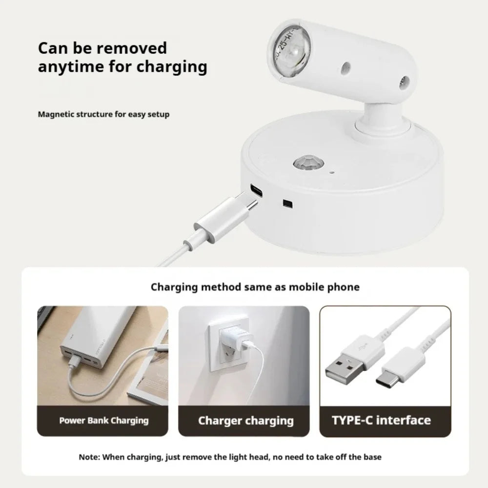 lampe murale led rechargeable détecteur mouvement blanc noir moderne bouton tactile changement couleur allumage