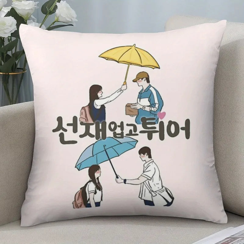 coussin peluche coréen parapluie dessin animé rose clair 45x45cm lit voiture décoration chambre