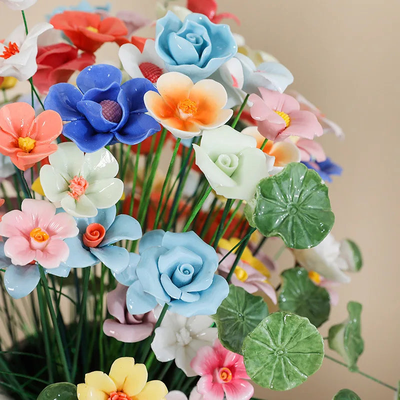 décoration intérieure moderne bouquet artificiel multicolore fleurs roses tulipes décoration maison événement festive