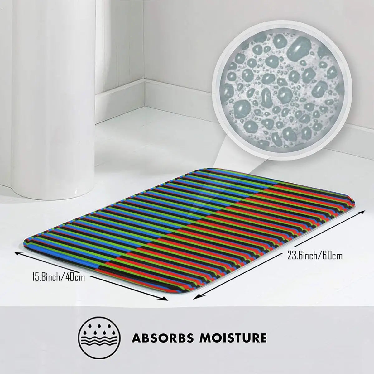 tapis antidérapant imperméable moderne rayures colorées extérieur entrée bain sol rouge bleu vert jaune