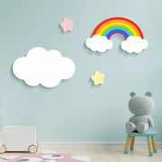 autocollants muraux 3d nuages arcs ciel étoiles chambre enfant décoratives multicolores blanc rose jaune