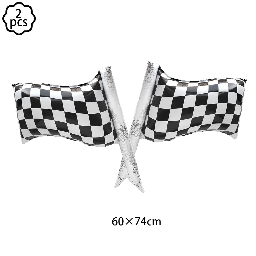 ensemble décoration anniversaire voiture course assiettes gobelets bannière table runner ballon géant papier
