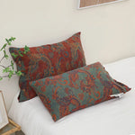taies d'oreiller coton fleur vintage bleu orange gris décoration lit non toxique écologique