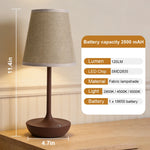 lampe table moderne marron tissu fine ampoule led rechargeable interrupteur tactile port usb chambre