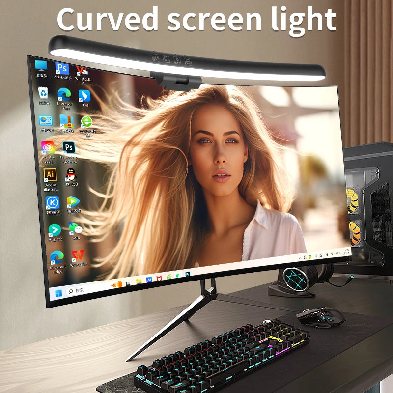lampe écran incurvé rgb backlight clip moderne noir usb alimentation