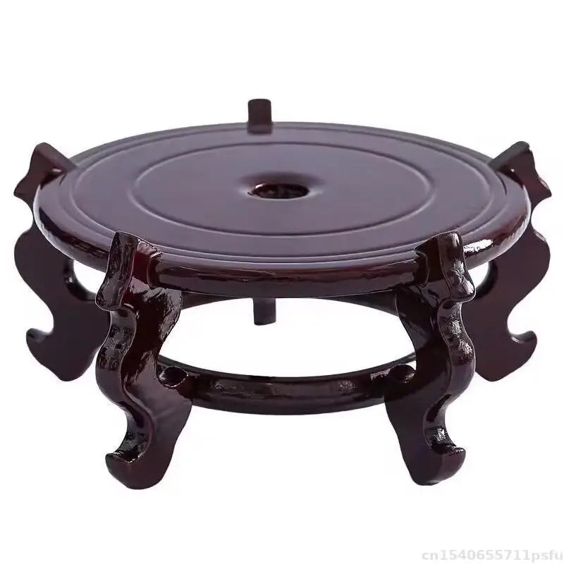 support plante sculpté motifs floraux classique marron foncé étagère décoration intérieure plantes fleurs