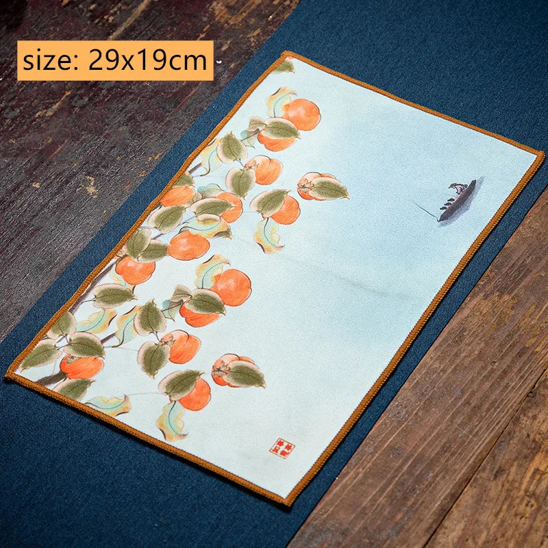 serviettes table bleu vert fleurs oiseaux paysages traditionnelles élégantes absorbantes coton thermiques