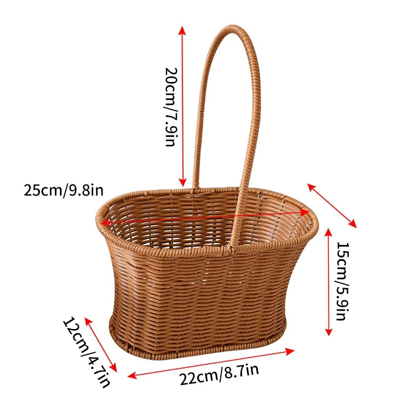 panier tressé marron clair réutilisable multiple uses fleurs artificielles anneaux métalliques traditionnel rangement maison