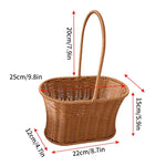 panier tressé marron clair réutilisable multiple uses fleurs artificielles anneaux métalliques traditionnel rangement maison