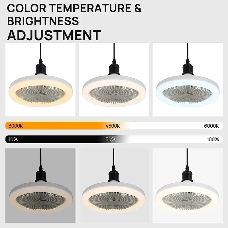 ventilateur lampe led blanc moderne minimaliste vitesses télécommande e27 ac85 265v