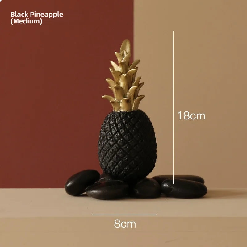 ananas decoratif ornement moderne resine dorée deco salon photo creative minimaliste triangles or blanc