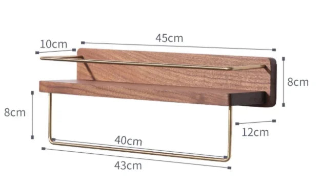 étagère murale moderne minimaliste bois naturel doré étagères clips métalliques
