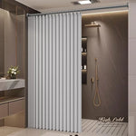rideau douche blanc texturé rayures verticales moderne opacité ourlet standard polyester respectueux environnement