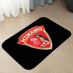 tapis moderne graphique hinano tahiti femme bikini palmiers noir blanc rouge