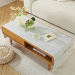 couverture table moderne polyester beige clair franges poches imperméable réutilisable machine laver