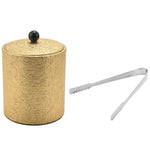 seau glaçons acier inoxydable or texture cuir pince incluse bar partie deco asiatique