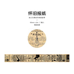 ruban adhésif vintage rétro motifs anciens chiffres lettres opacité beige noir scrapbooking diy