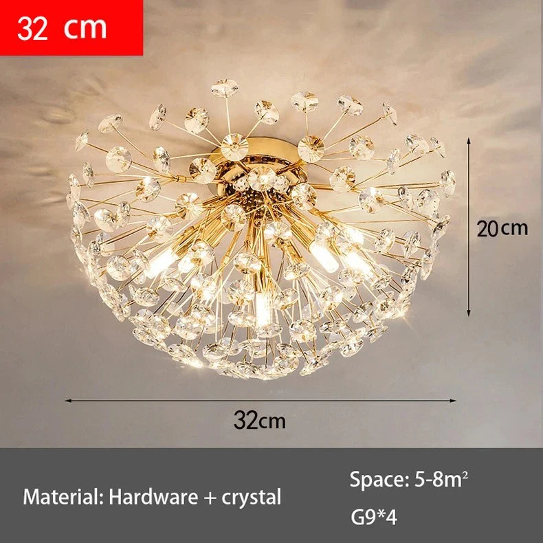 lampe suspension cristal doré moderne élégante transparente salle manger chambre coucher éclairage quotidien led