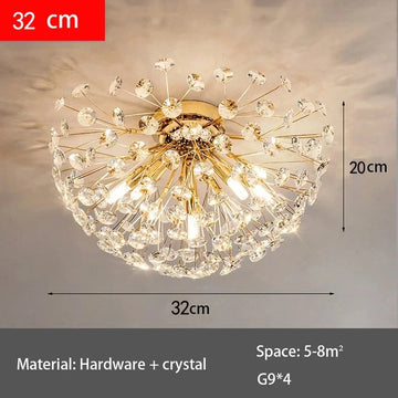 lampe suspension cristal doré moderne élégante transparente salle manger chambre coucher éclairage quotidien led