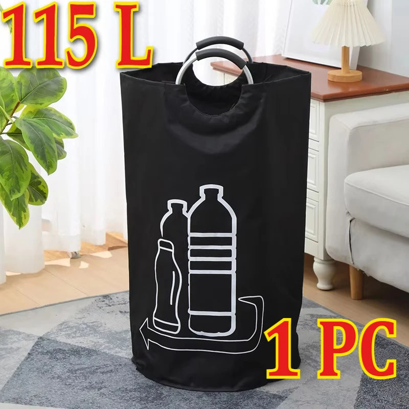sac rangement pliable bouteilles recyclage 82l 115l moderne pratique poignées métalliques opaques illustration recyclable