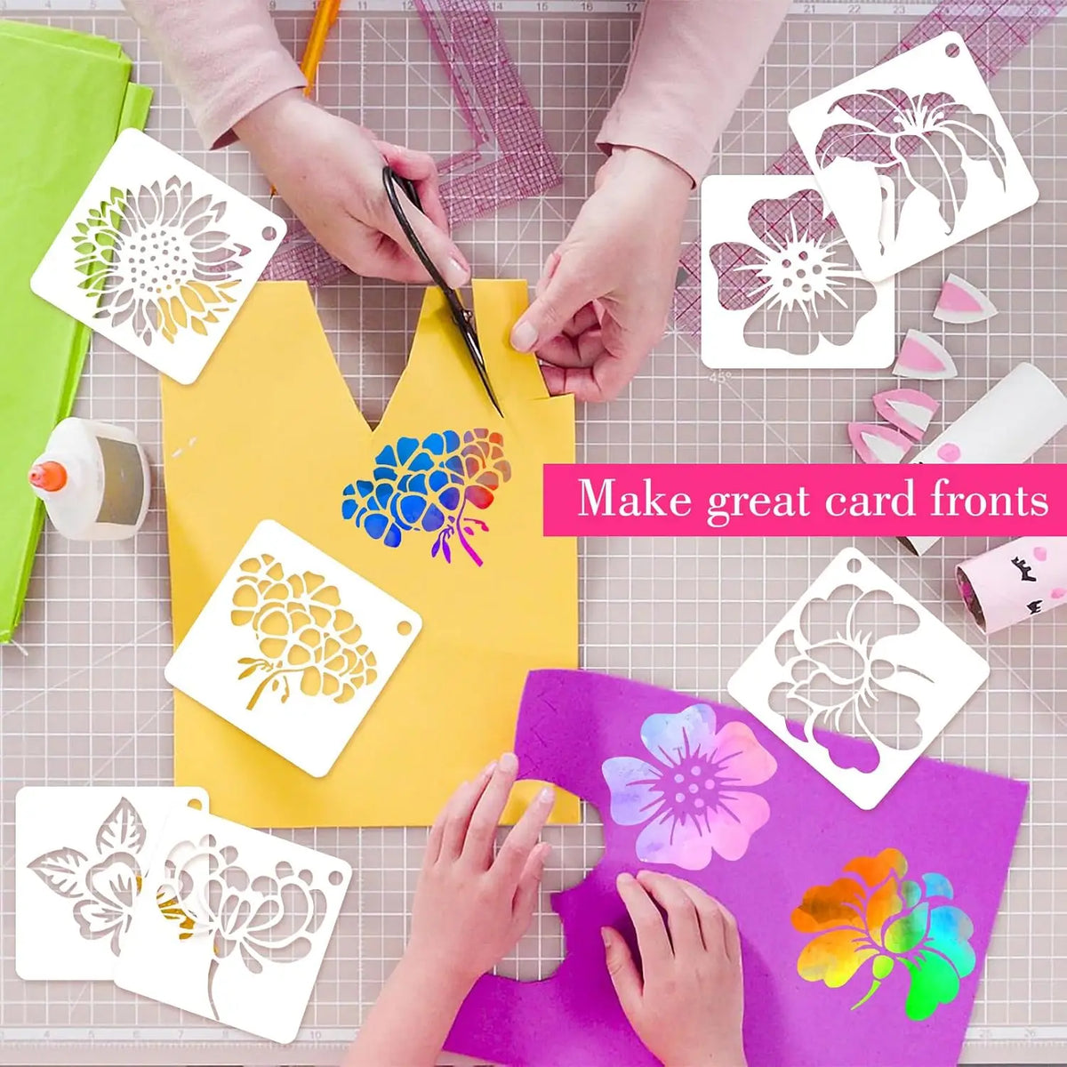 gabarits motifs floraux modernes blancs peinture scrapbooking coloration 20 pièces