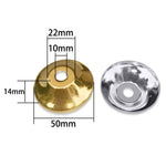 boutons argentés dorés modernes 50mm diamètre 14mm hauteur lisses opaques fixations