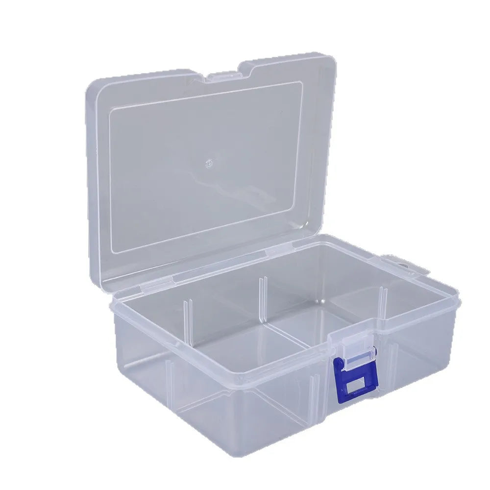 boîte rangement transparente bleu blanc jaune rose pratique moderne poignée bijoux accessoires