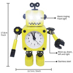 horloge robotique bleu jaune souriant vintage visage carré articulations batteries non fournies
