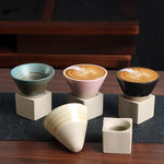 tasses céramique bleu vert beige noir rose artisanal moderne motifs texture respectueux environnement