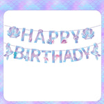 décorations fête anniversaire thème sous marin ballons sirènes guirlande happy birthday motifs poissons coquillages