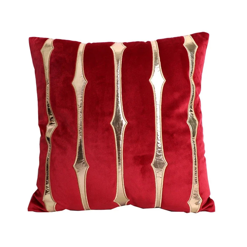housse coussin velours carré rayé doré brodé moderne décoration maison lit salon chambre voiture