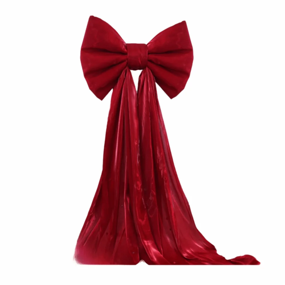 ruban decoratif forme noeud sequins dorés argentés rose rouge nouvelle année fête grande dimension