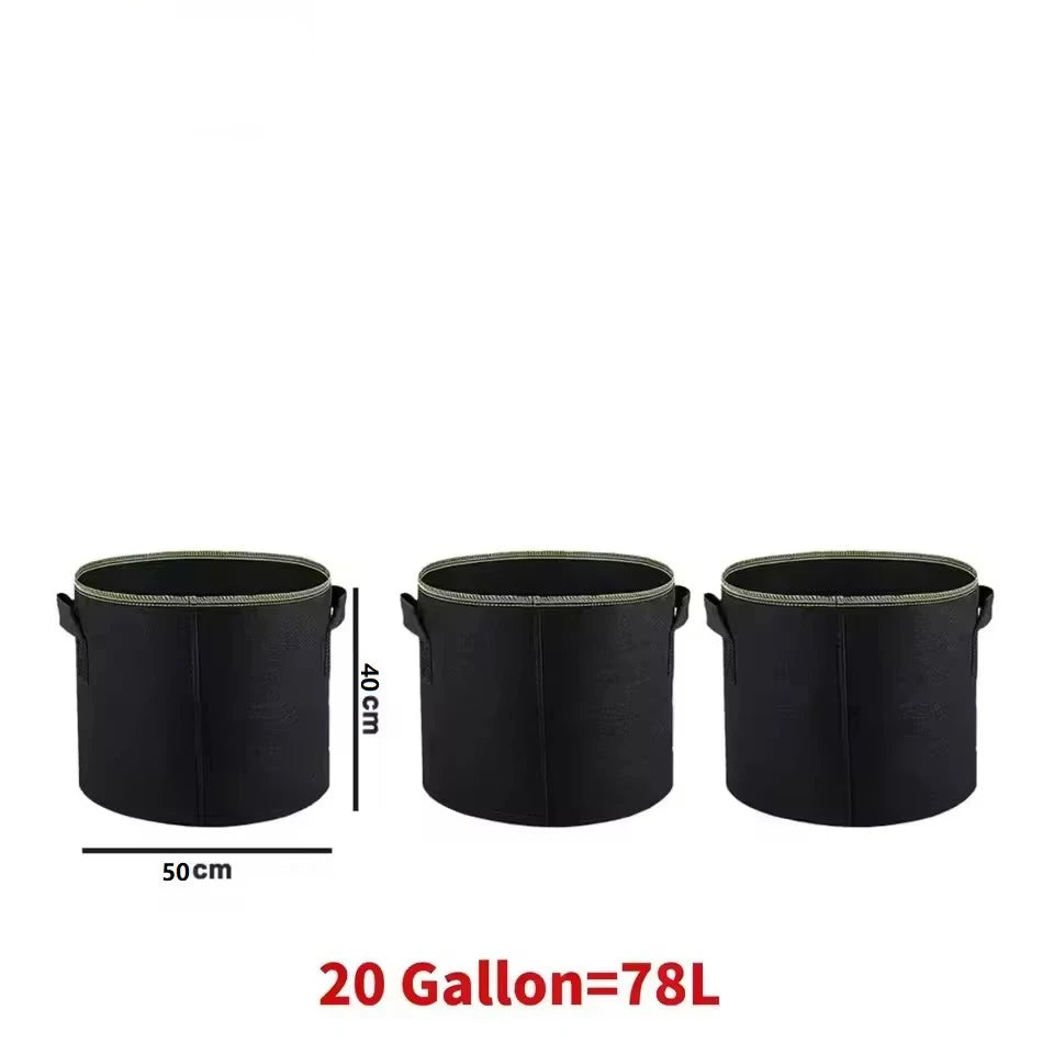 pots fleurs tissu non tissé noir vert modernes poignées 10 gallons