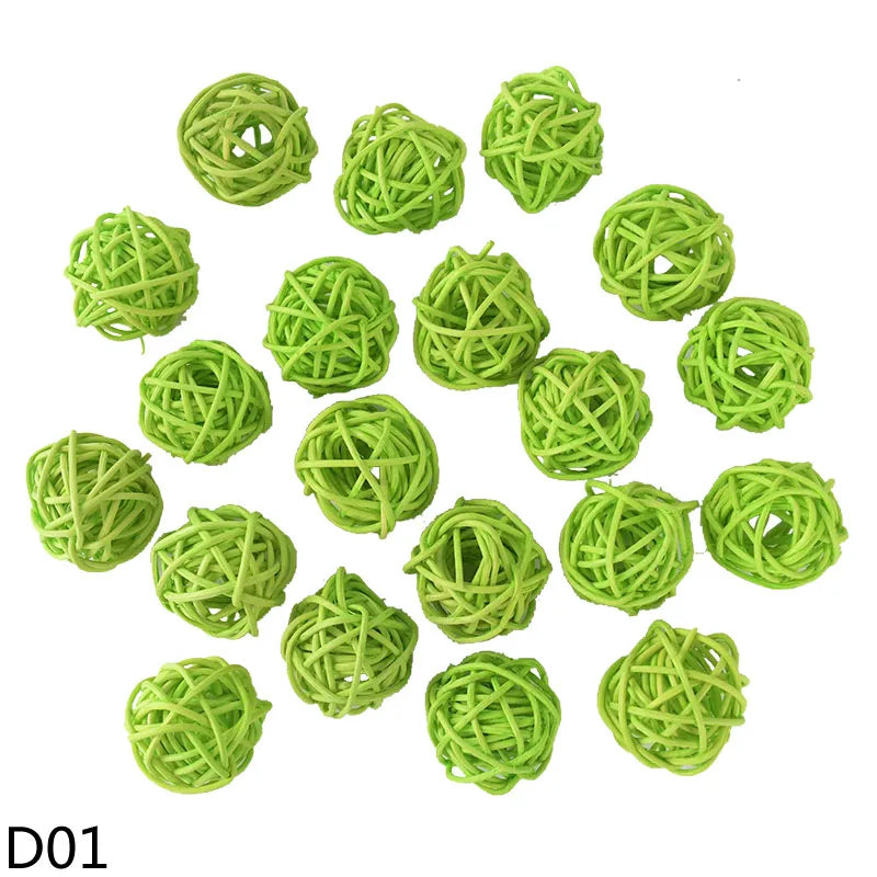 décoration intérieure boules rotin artificielles couleur rouge jaune vert rose blanc noir