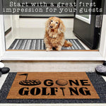 tapis d'entrée marron clair imprimé éléments golf antidérapant résistant bactéries moderne extérieur sol porte