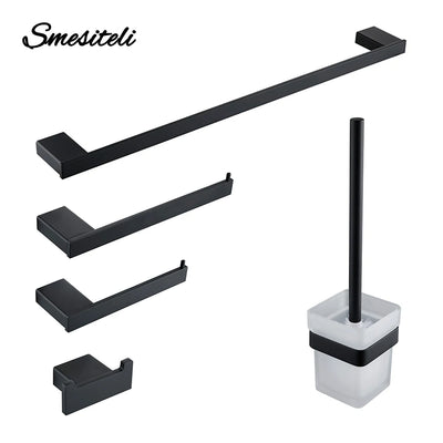 Ensemble accessoires salle de bain noir mat acier inoxydable SUS304