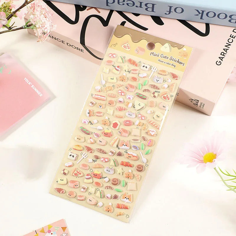 sticker kawaii animal transparent violet rose bleu clair panda lapin chat decoration scrapbooking bricolage