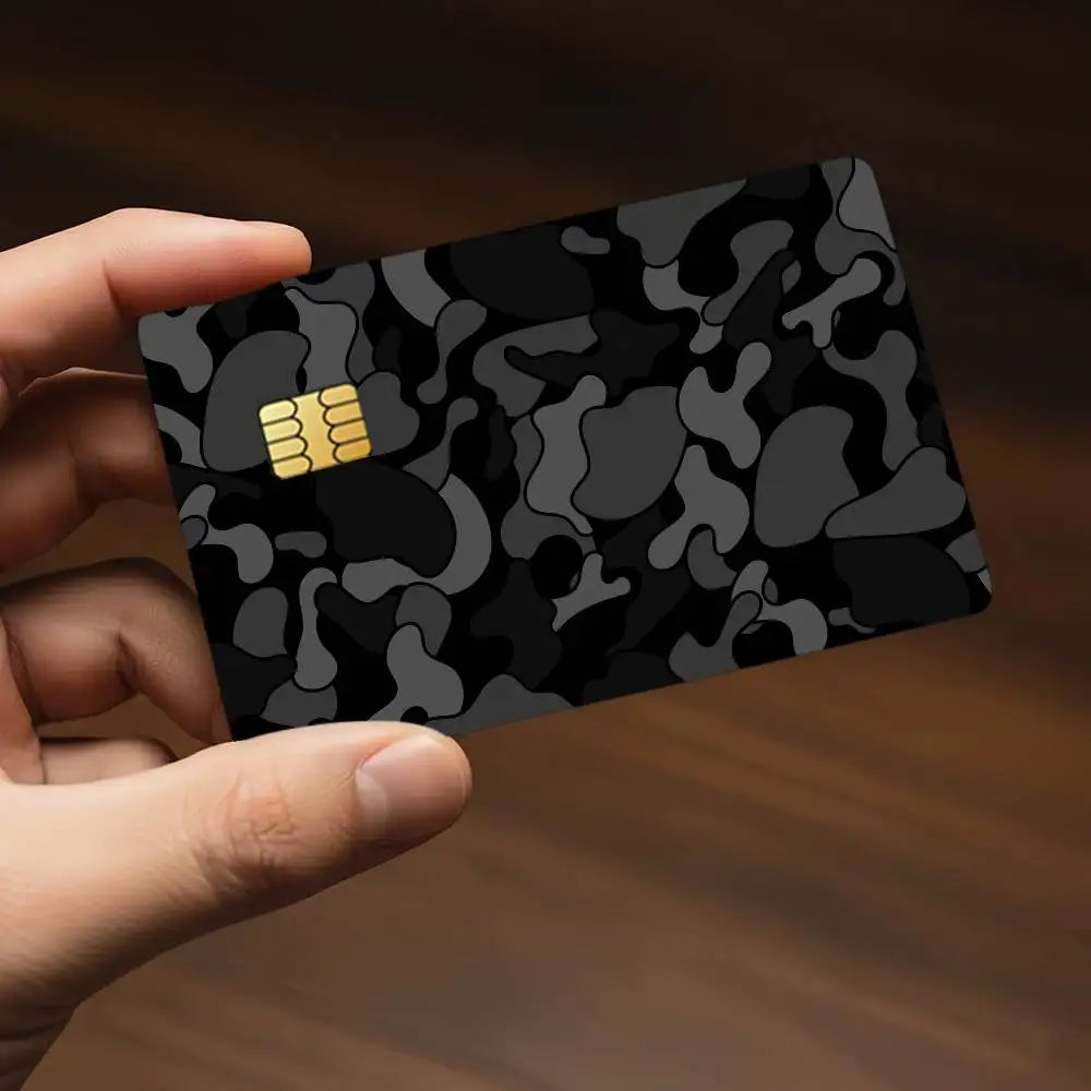 cartes bancaires personnalisées camouflage adhésif noir gris rose vert bleu moderne stickers