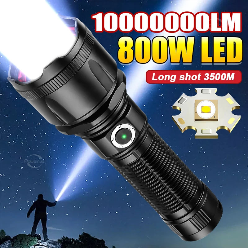 lampe torche rechargeable led 800w intense moderne robuste noire texturée