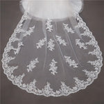 voile mariée classique blanc broderie florale bord dentelle translucide femme adulte