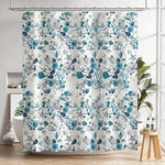 rideau douche polyester blanc fleur géométrique moderne anneaux