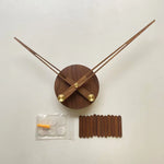 horloge murale bois minimaliste aiguilles quartz décoration salon grande taille