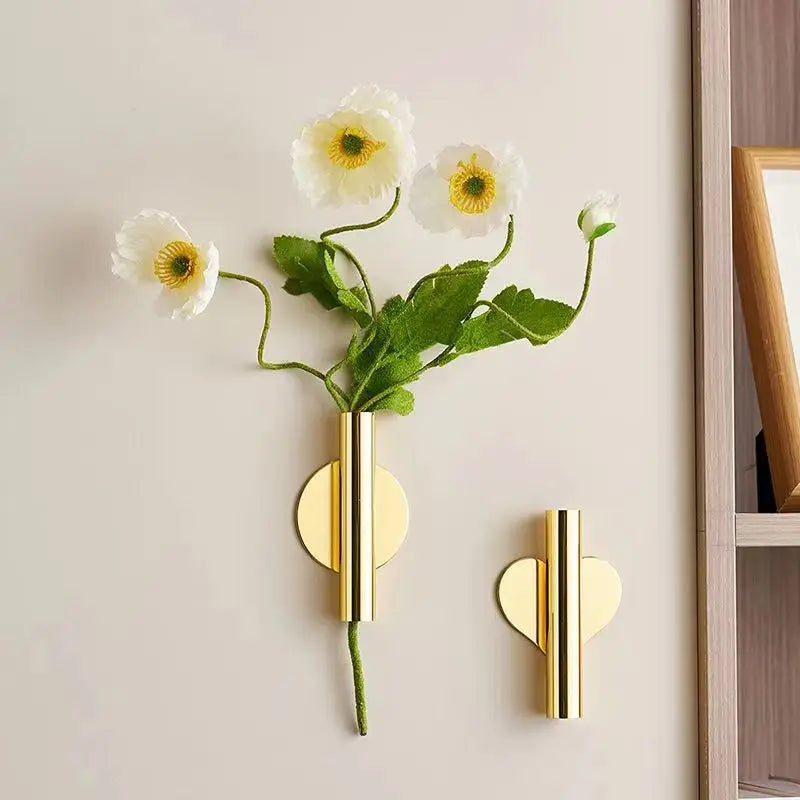 vases muraux modernes or blanc feuilles vertes adhésifs intérieur décoration fleurs minimalistes